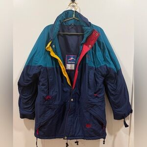 Vintage, 90s Helly Hansen Men's Blue and Red Ski Jacket